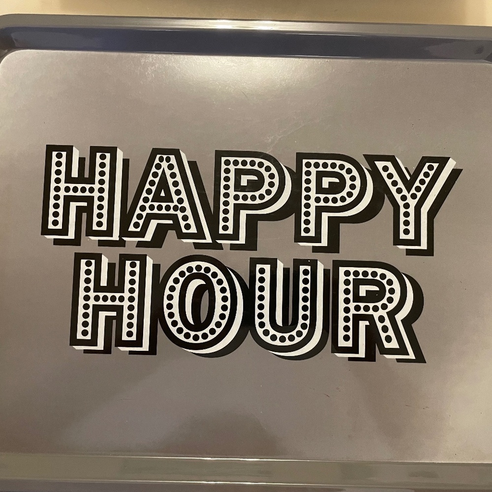 Ashland happy hour grey serving tray 14.5 x 11.3 new